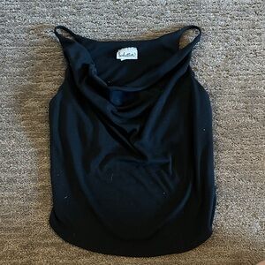 Sleek Black Cowl Halter Tank Top